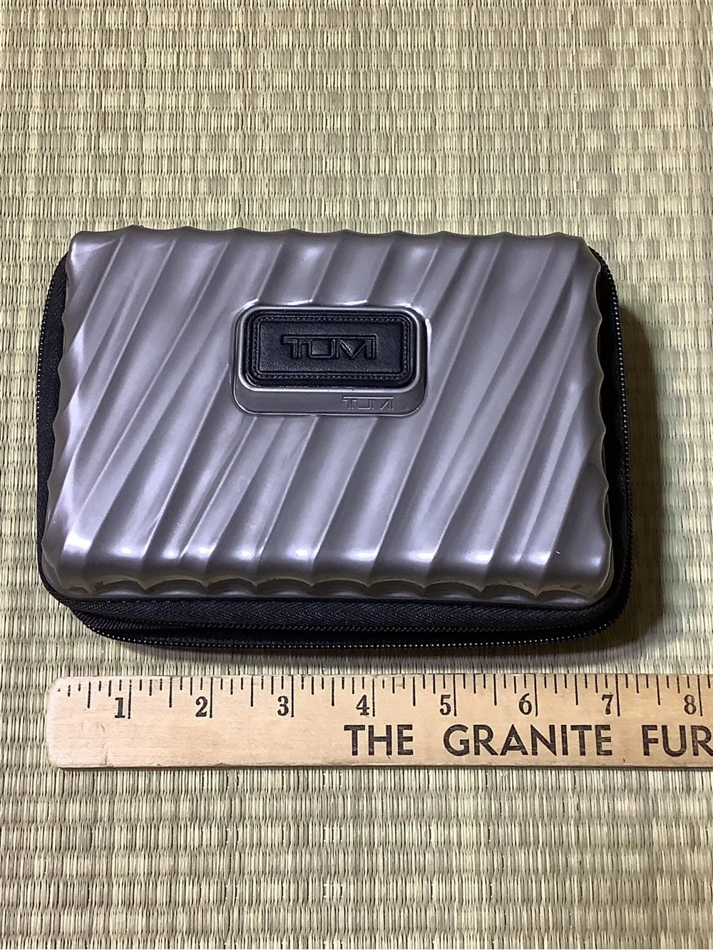 Tumi for Delta Grey Hard Shell Amenity Case Mini Traveling Electronic Case